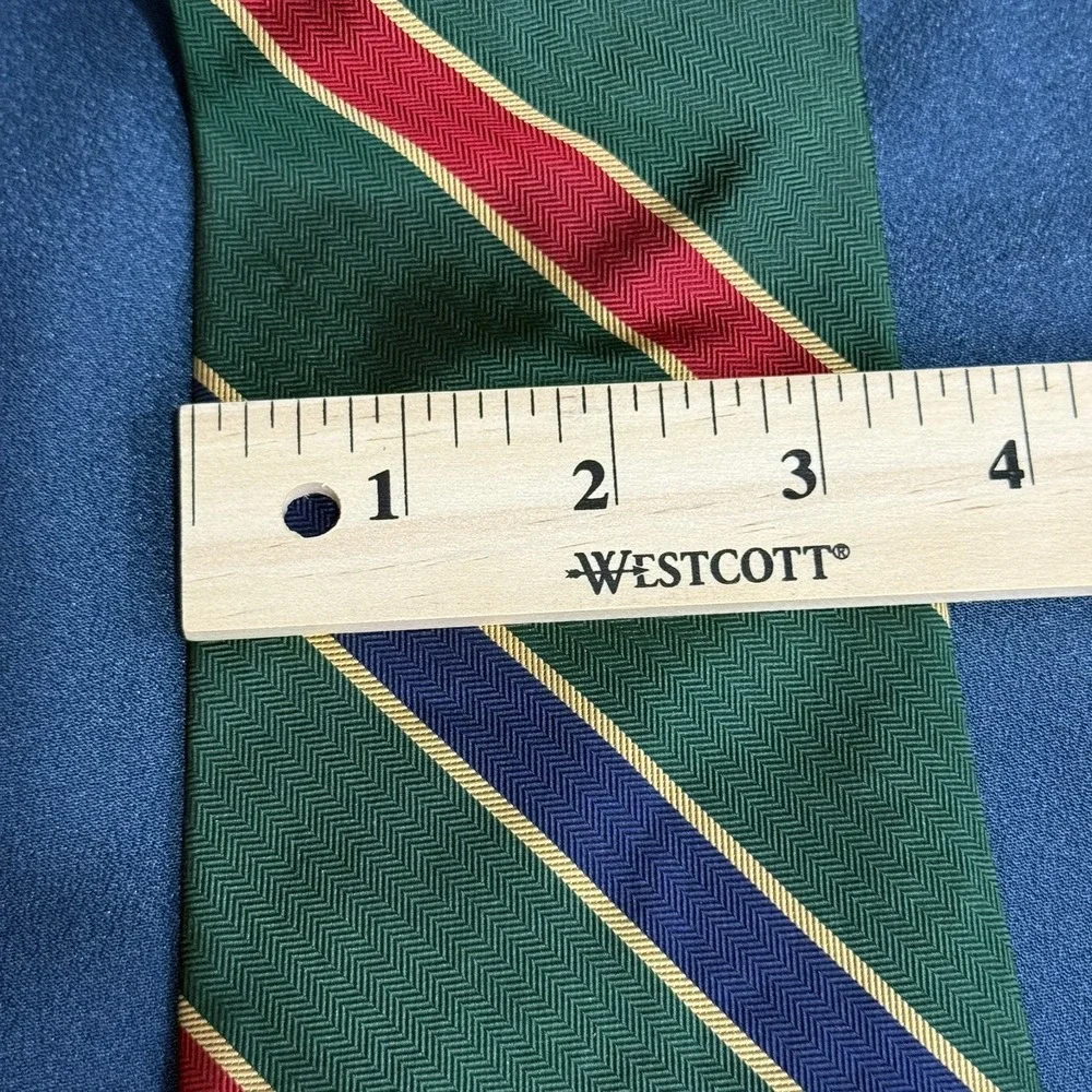 Brooks Brothers Makers Striped Regimental Tie Blue Green Silk USA 3 5/8 X 59